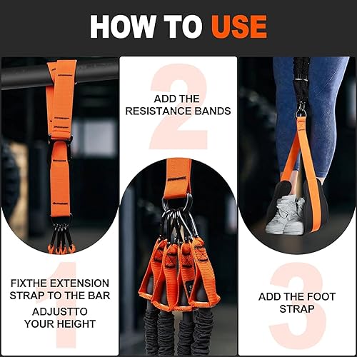 Miniatura 4 de Bandas de asistencia para dominadas, banda de resistencia ajustable y resistente para barra de dominadas, peso y tamaño ajustable con cómodos pies