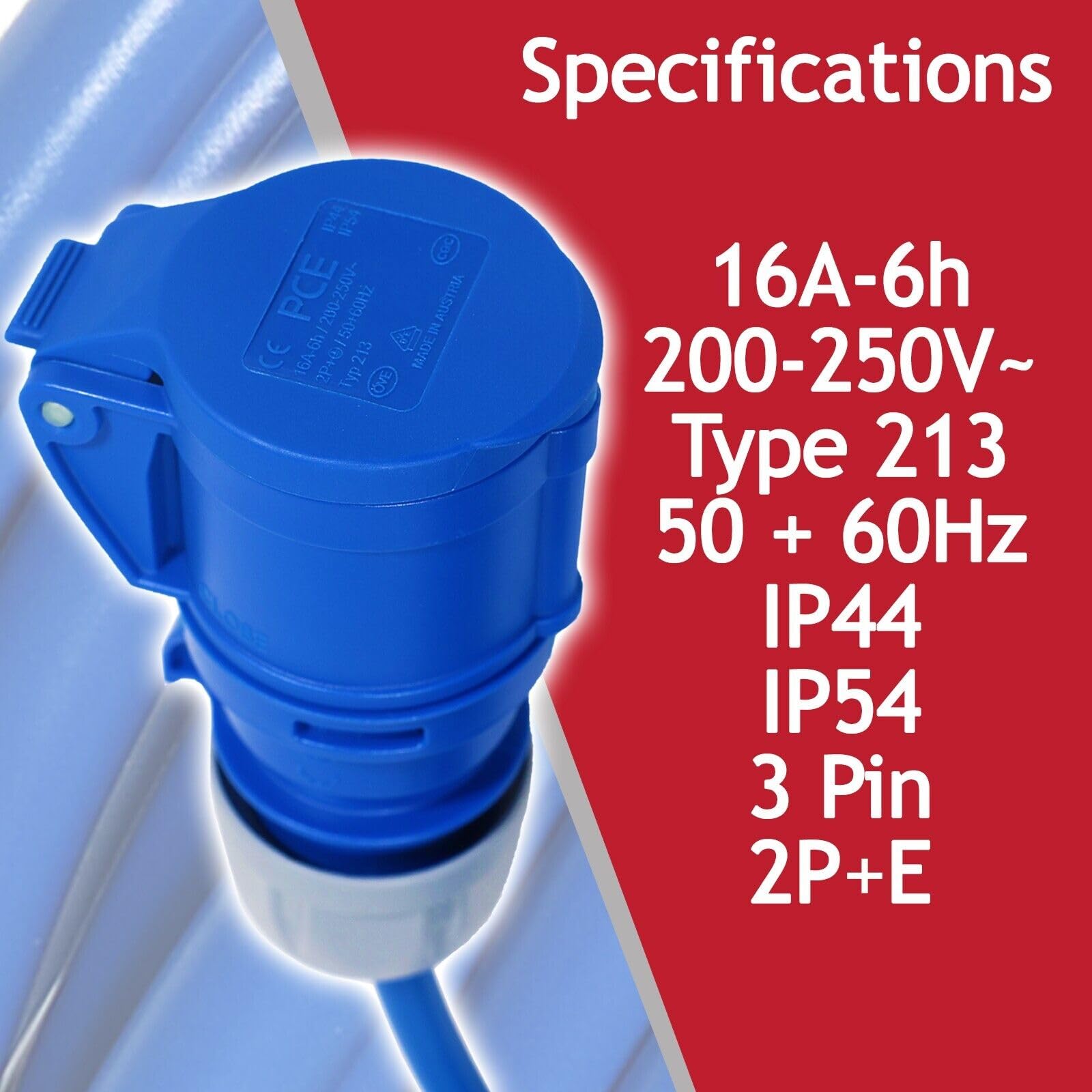 SPARES2GO Przedłużacz 16 A, 14 m, 240 V, 1,5 mm, bardzo długi, do przyczep kempingowych, kabel zasilający (niebieski)