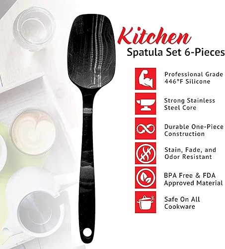 Miniatura 9 de DIVIDESTAR - Juego de espátulas de silicona de alta calidad, resistentes al calor, antiadherentes, sin BPA, herramientas de cocina para hornear,