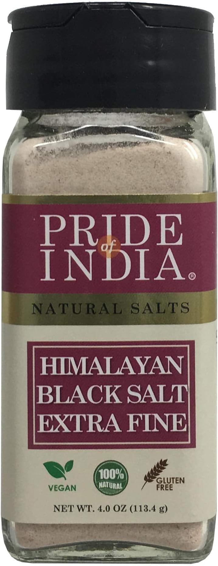Himalayan Black Rock Salt - Extra-Fine Grind, 4.0 oz (113.4gm) Dual Sifter Jar - Kala Namak - Contains 84+ Minerals - Perfect for Cooking, Vegan Tofu, Vegan Omlettes