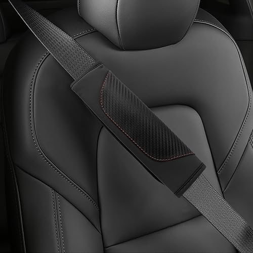 2 fundas para cinturón de seguridad para automóvil, fundas de correa de hombro de fibra de carbono, almohadilla para cinturón de seguridad, funda de