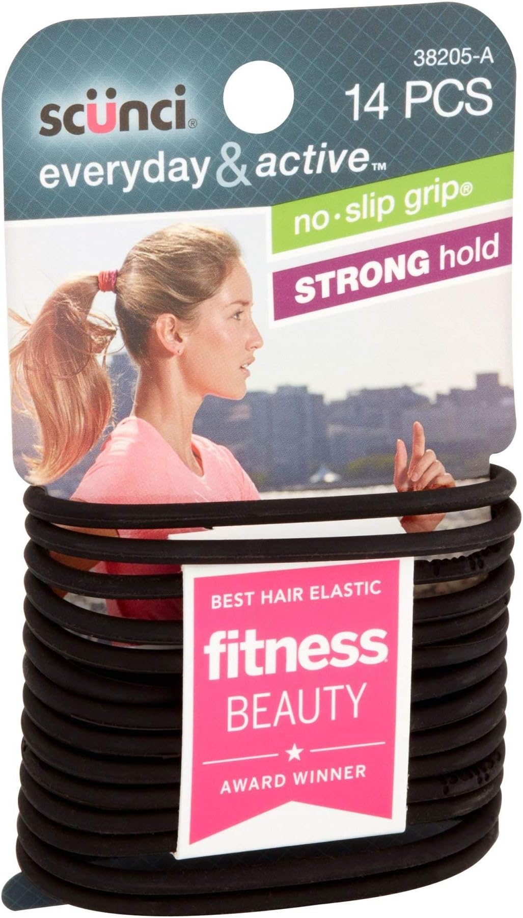 Black Gel Elastics, No Slip Grip, Strong Hold-Ponytailers, 14 Count (Pack of 1)