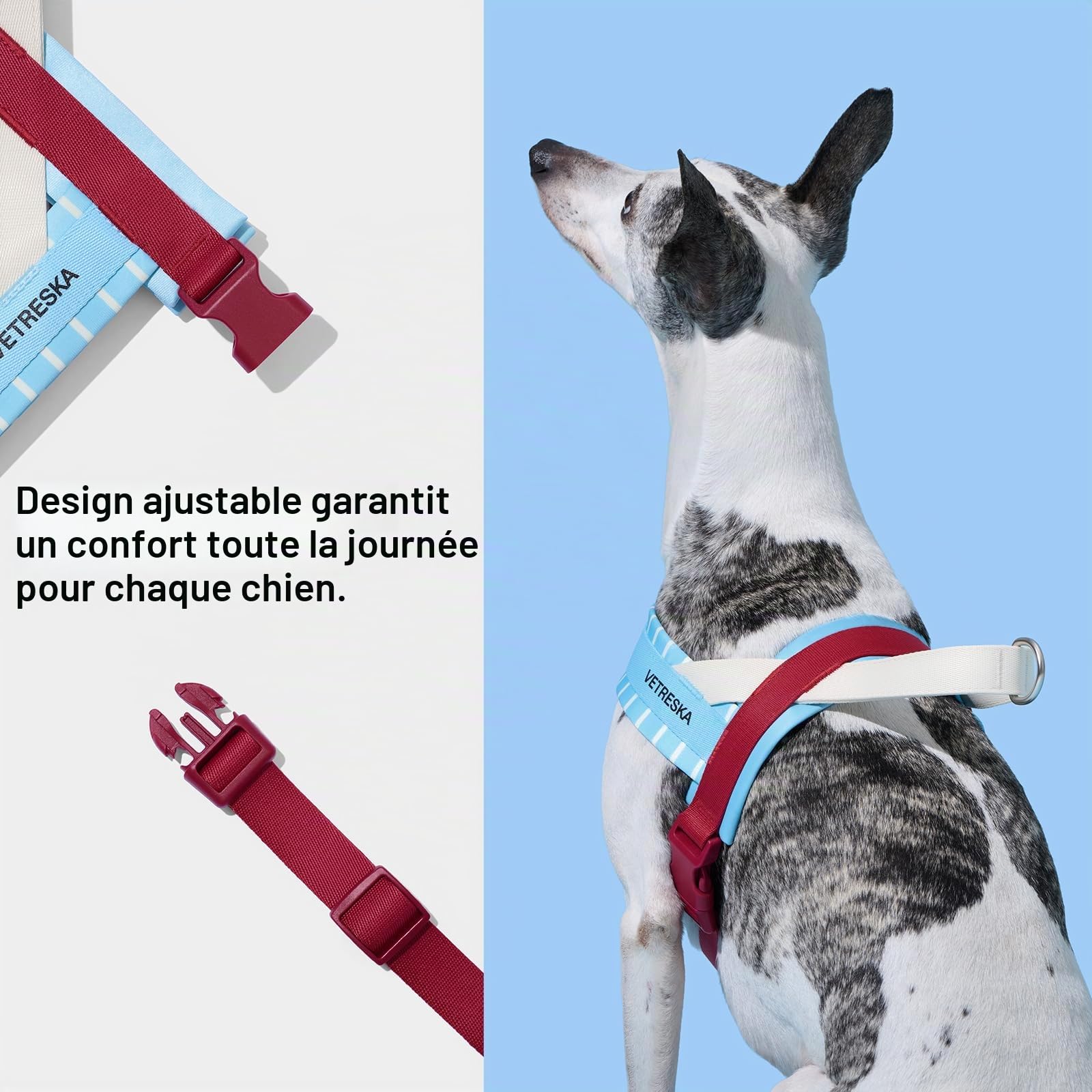 VETRESKA Harnais-Veste pour Chien Ajustable Anti-Étouffement, Harnais Contrôlable et à Marche Facile Harnais pour Chien avec Laisse Anti-Enchevêtrement Résistante, Misty Melot, XS