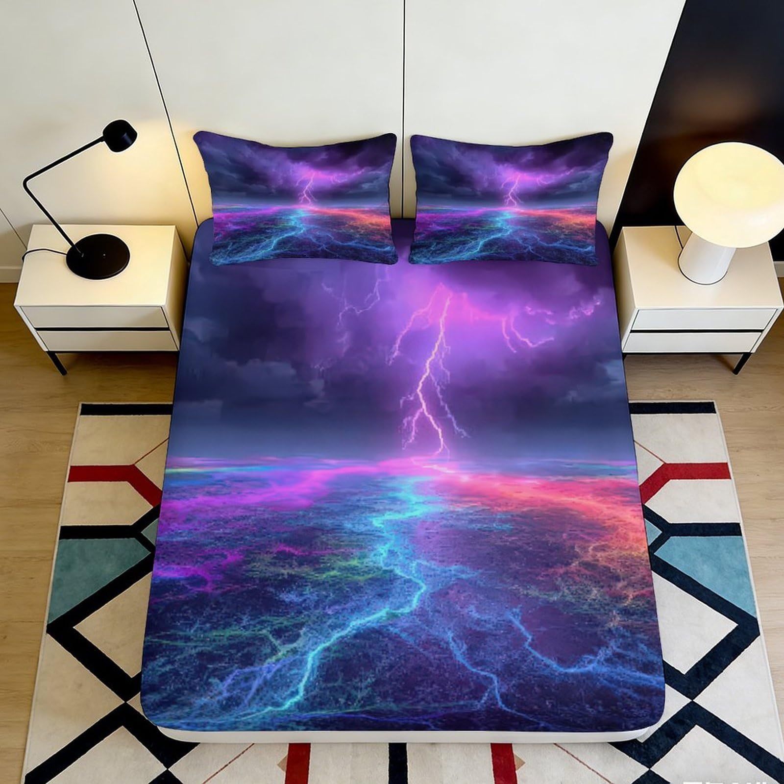 3D Printed Nautical Pattern Fitted Sheet Microfiber Deep Pocket Non-Slip Anchor Mattress Fitted Cover for Bedroom 160x200x25cm