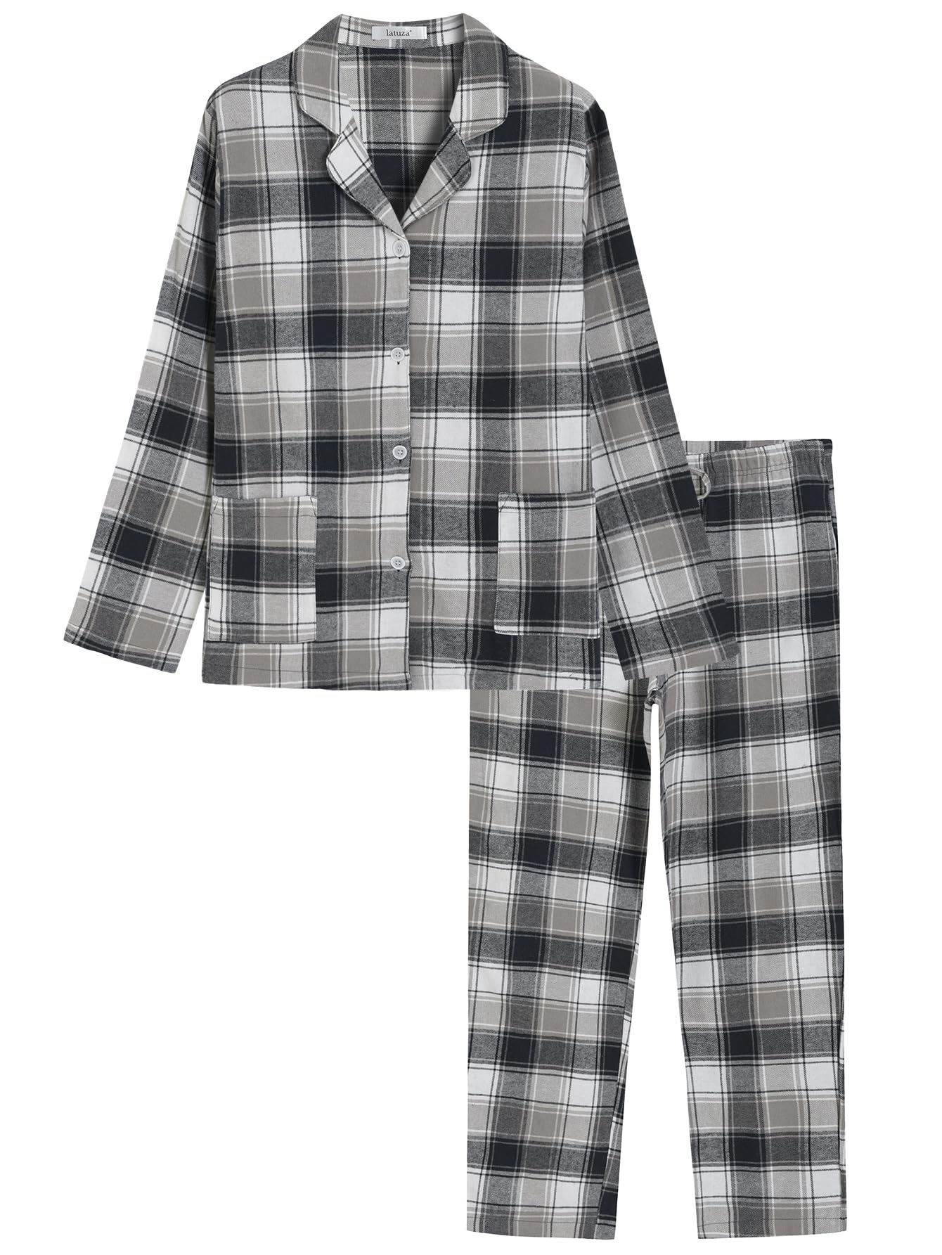 Latuza Women's Petite Cotton Flannel Pajama Set