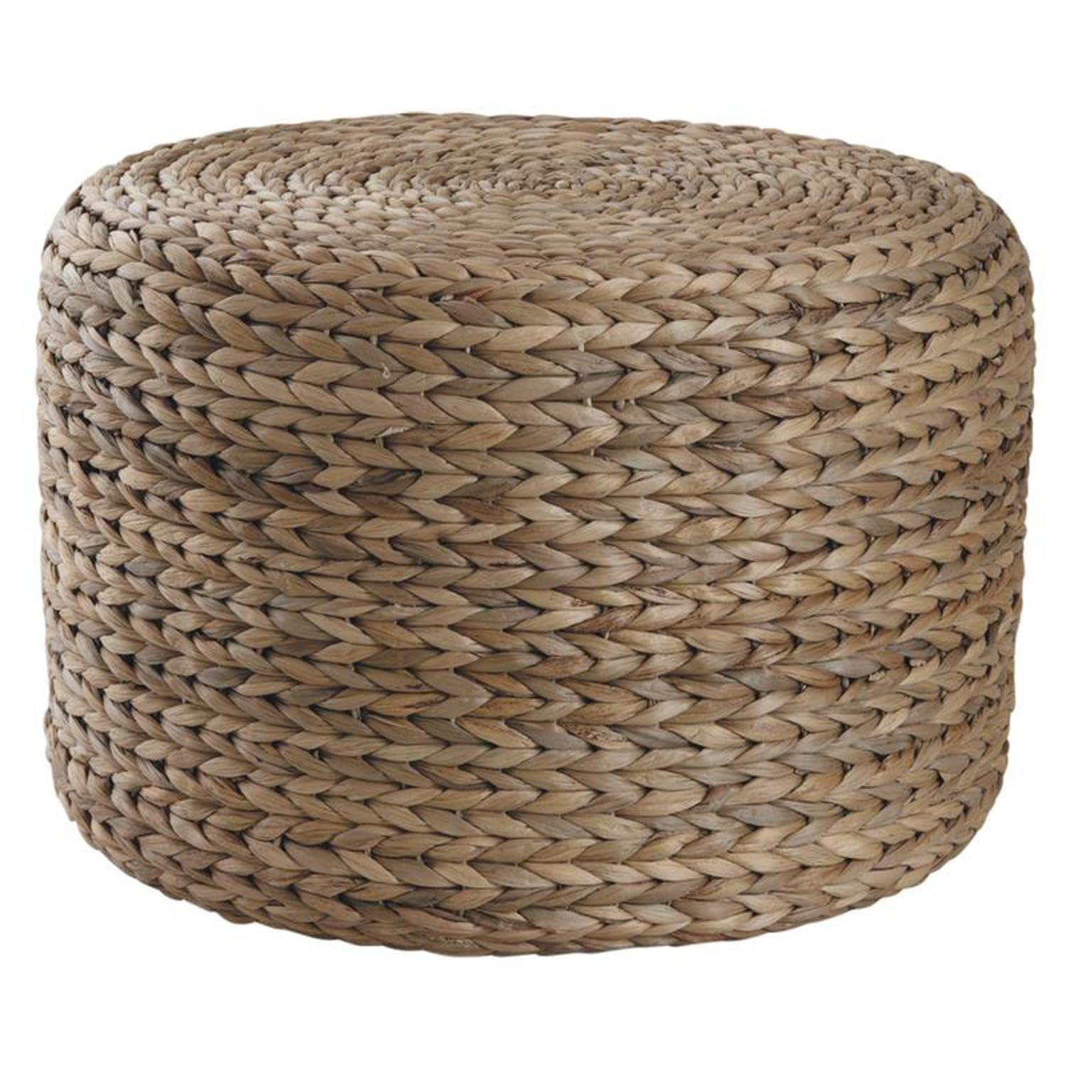 Pouf en jacinthe d'eau supportant jusqu'à 80 kg solide et rond