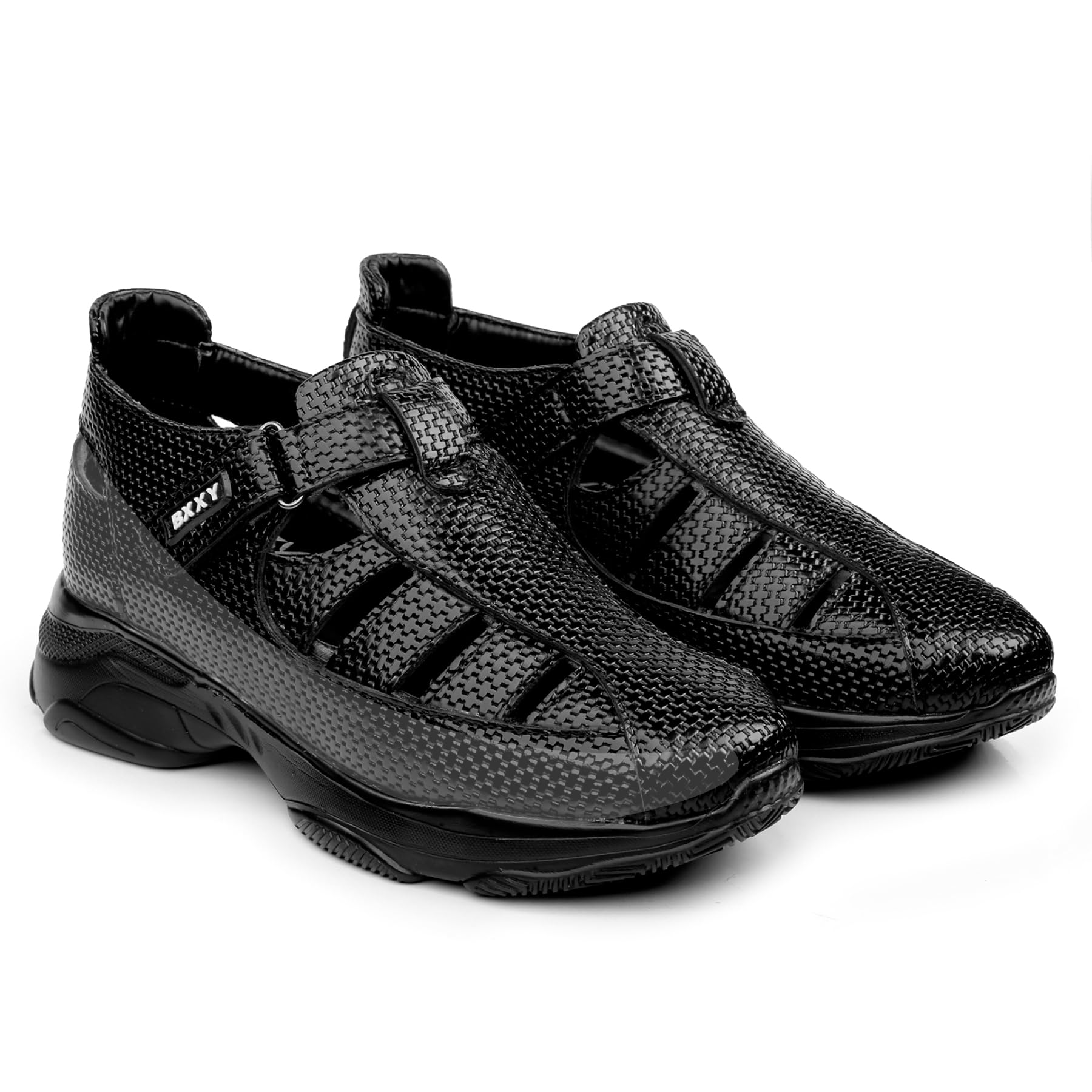Men's 3 Inch Hidden Height Increasing Synthetic Material Casual Slip-On, Velcro and Eva Sandals.-image-29
