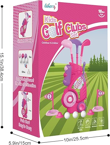 Miniatura 5 de Liberry Juego de golf para niños de 1, 2, 3, 4 años, carrito de golf mejorado para niños con diseño único de correa para el hombro, juguetes de golf