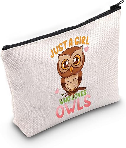 LEVLO Divertida bolsa de cosméticos de búho, regalo para amantes de los animales, solo una chica que ama a los búhos, bolsa de maquillaje con