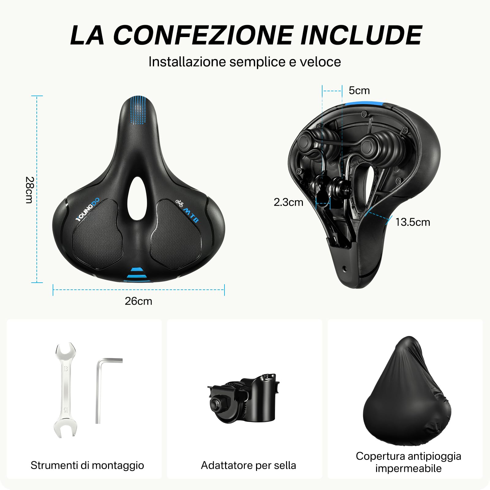 YOUNGDO Sella per bicicletta (extra larga)