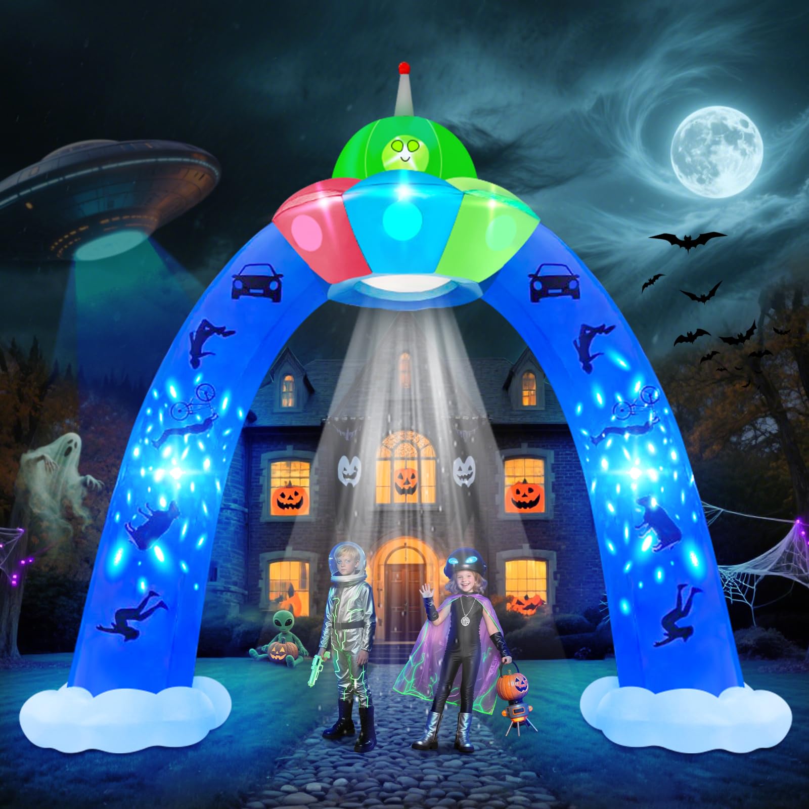 Kalolary 12FT Halloween Inflatable Decoration, Halloween Decoration Inflatable Party for Yard Garden Lawn Indoor Outdoor Decor (Alien Arch) — image 1