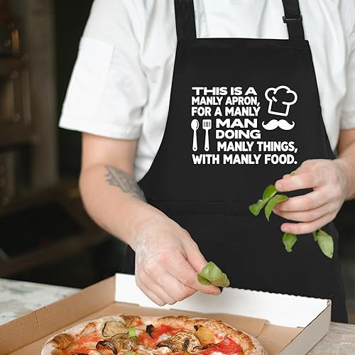 Miniatura 2 de Delantales divertidos para hombres, cocinar a la parrilla, regalos del día del padre para marido, papá, regalos de aniversario de cumpleaños para él