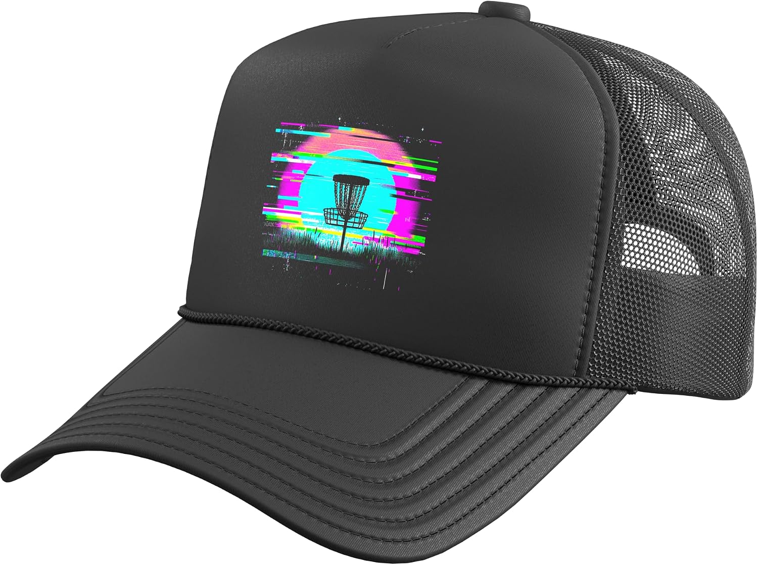Disc Golf Glitch - Vintage Disc Golf Lover Trucker Hat with Adjustable Mesh Back