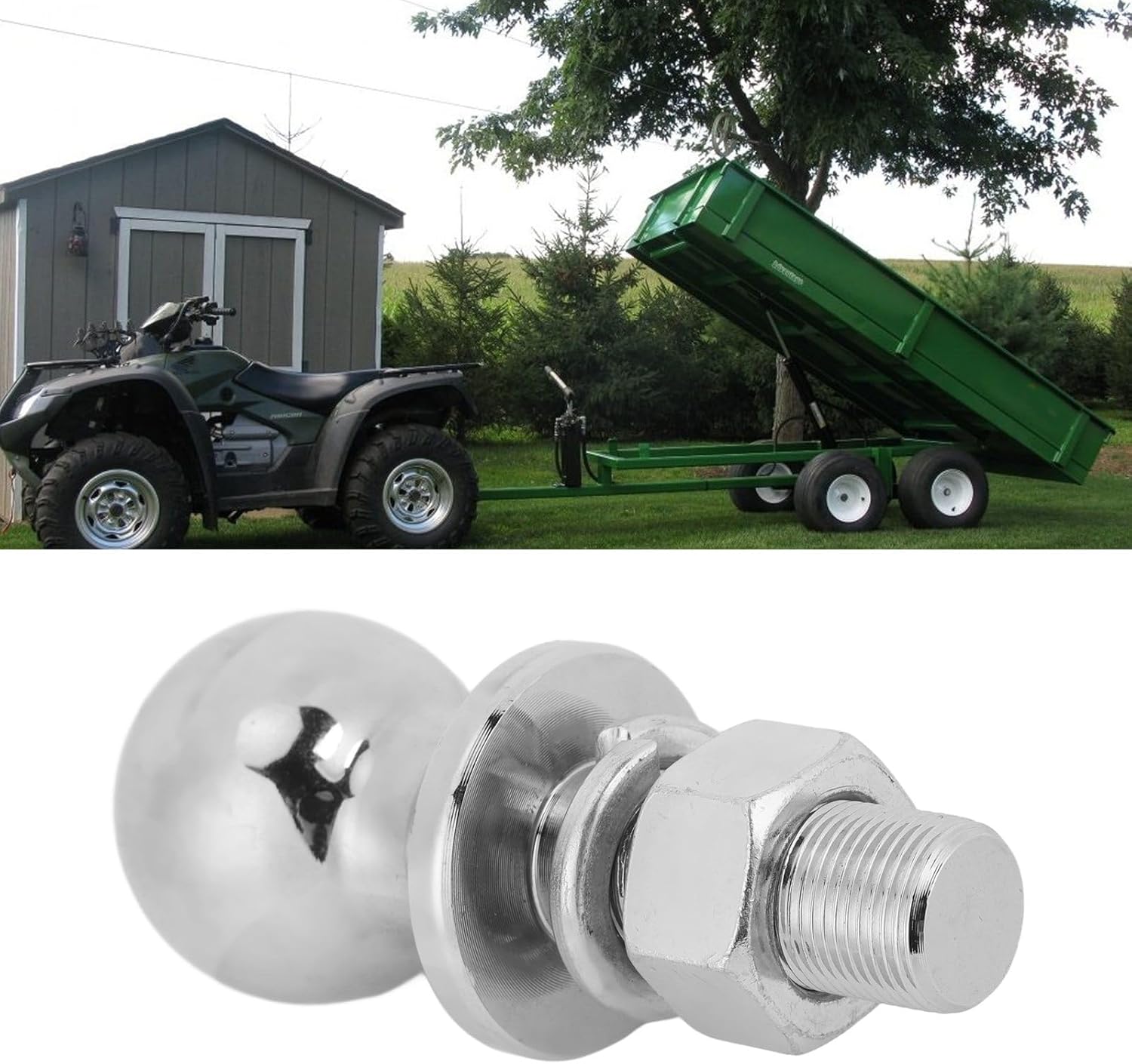 Chrome Trailer Hitch Ball 2 Inches Diameter 7500LBS Rated Towing Capacity with 2 1/8 X 1 Inches Shank for Boat Trailer RV ATV SUV