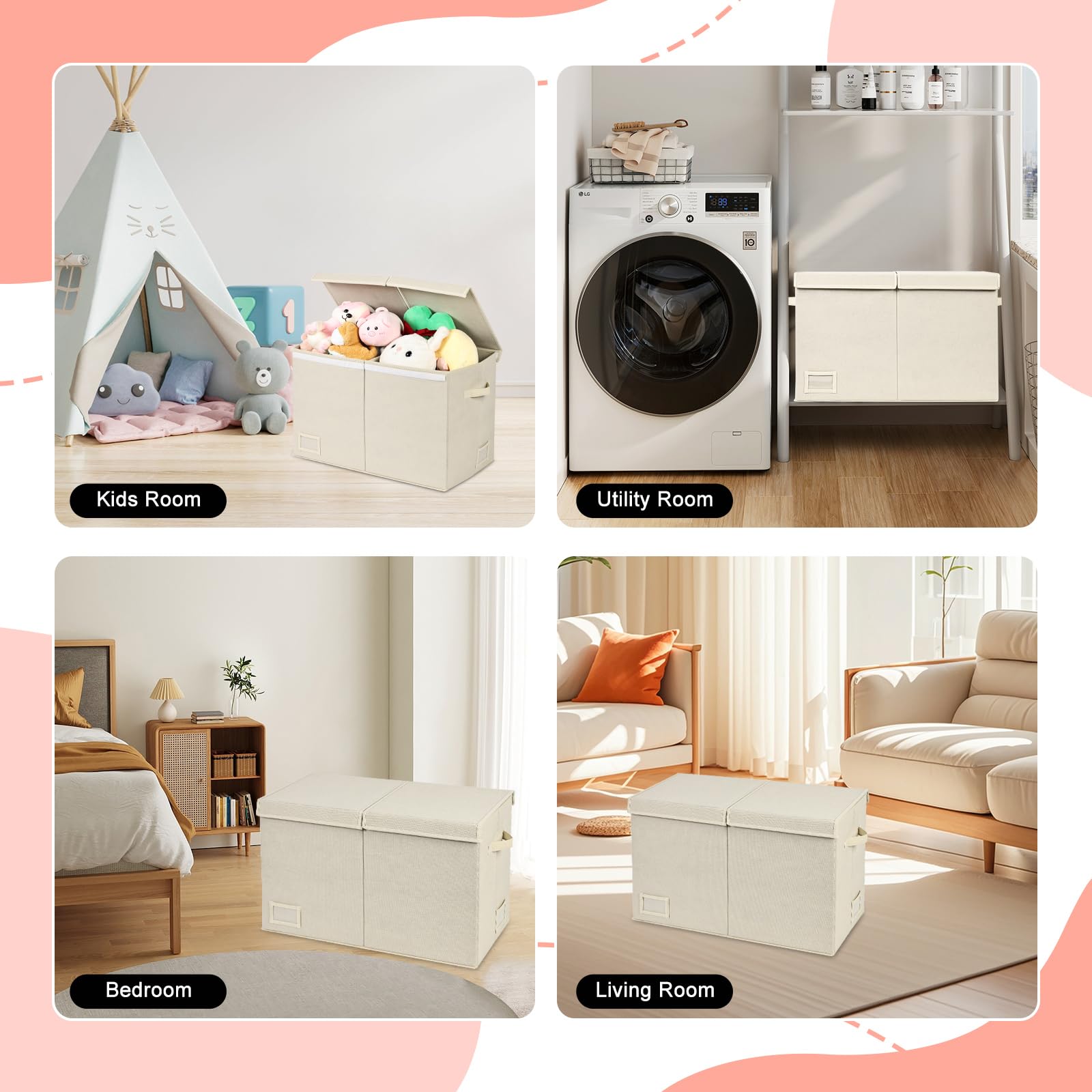 KR KITCHENRAKU Toy Storage Box for Boys Girls Large Storage Chest with Lid and Label Holders - Image 4