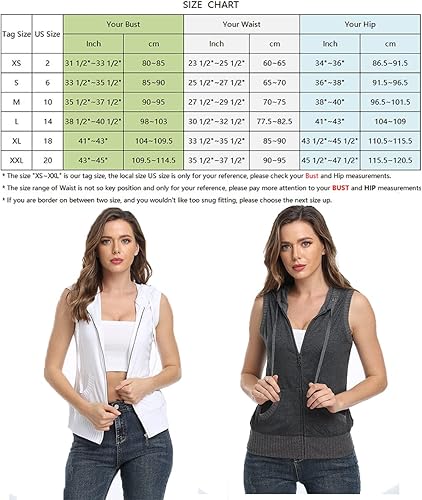 Vista 6 de Dilgul Sudadera sin mangas con capucha y cremallera para mujer con bolsillo Kanga