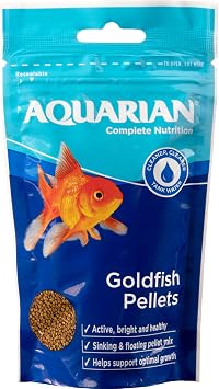 AQUARIAN Complete Nutrition, Aquarium Goldfish Food Pellets Also Suitable for Small Pond Fish, 100g Bag