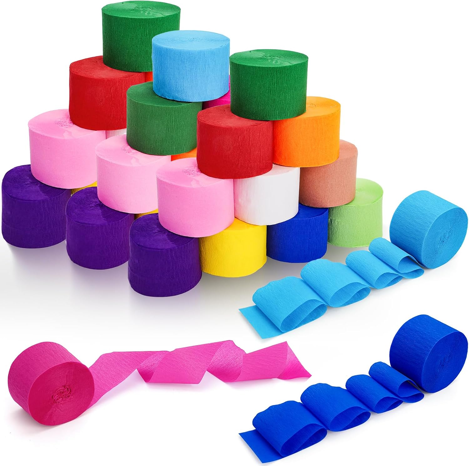 48 Rolls Crepe Paper Streamers, 3936 ft Bright Color Pastel Streamer, Crepe Paper Flower DIY Making Kit, Party Decoration for Baby Shower Wedding Birthday Gift Wrapping (1.8 Inch x 82 ft/Roll)