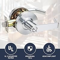 Vista 3 de Cerraduras de puerta comerciales de grado 2 con prueba UL y 4000000 cilindros, hechas de cromo satinado con manijas de palanca resistentes