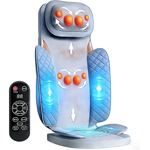 Shiatsu Neck and Back Massager with Heat,35cm Rolling Massage Chair Pad,4D Kneading Cushion with Vibration for Pain Relief,Comfortable Back Massage for Chair,Office Home