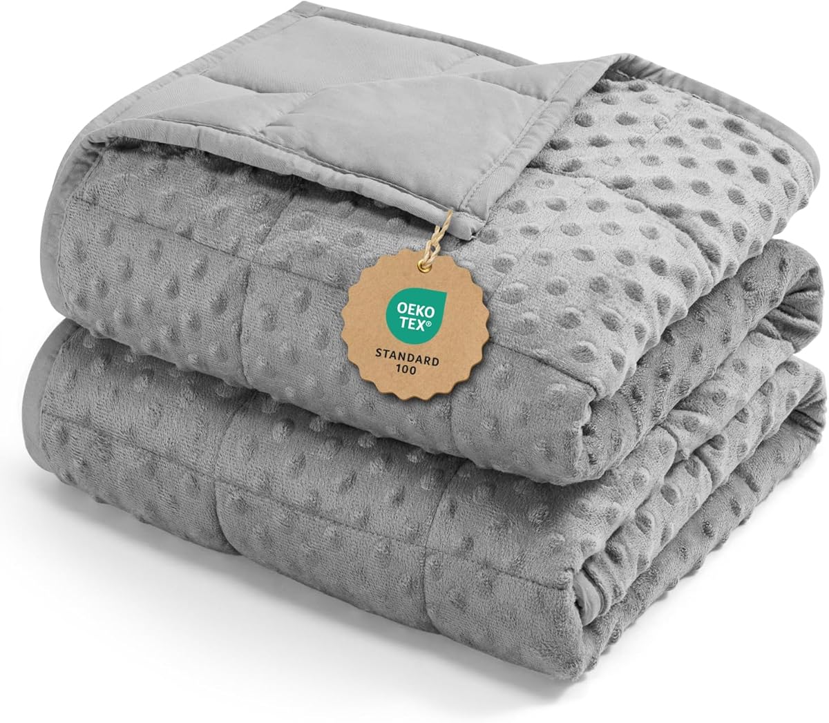 Kivik Breathable Weighted Blanket for Adults, 15 lbs Ultra Soft Minky Dot Heavy Blankets, Reversible Cooling and Warm Blanket for All Seasons, Machine Washable, 60"x80" Queen Size, Grey
