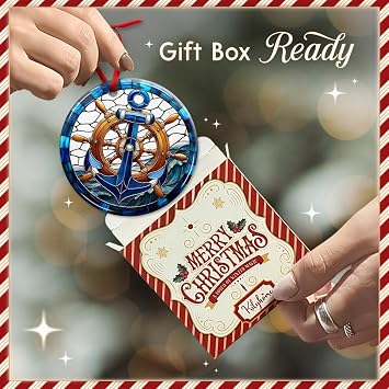 Anchor Nautical Christmas Ornament 2026 - Anchor Navy Boat Decor, Winter Beach Themed Ornament - Coastal Sea Xmas Decoration, Ocean Tree Hanging Decor, Ideas for Sailors, Men