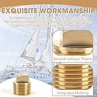 Vista 4 de Tapón de drenaje para barco, 2 tapones de barco de 1/2 pulgada, NPT de latón macizo, tapón de drenaje de garboard, tapones de drenaje de barco