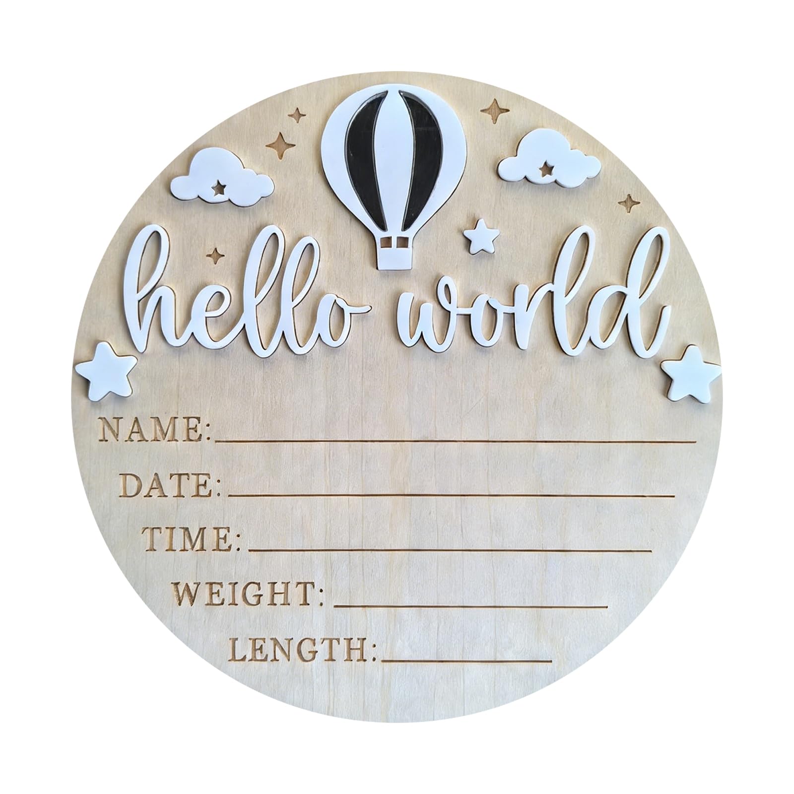 Mekalero Wooden Baby Birth Announcement Plaques with Customizable Name and Date for Nursery Decoration Baby Room Decoration Wall Hanging