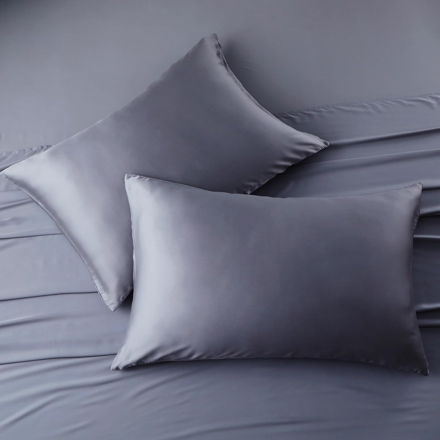 2 Pack Cooling Pillow Cases,Viscose Derived from Bamboo Pillow Protectors King Size Set of 2, 400 Thread Count Soft Silky Breathable Summer Pillow Cover with Zipper Hidden (2PCS, Darkgrey, King) - Image 7