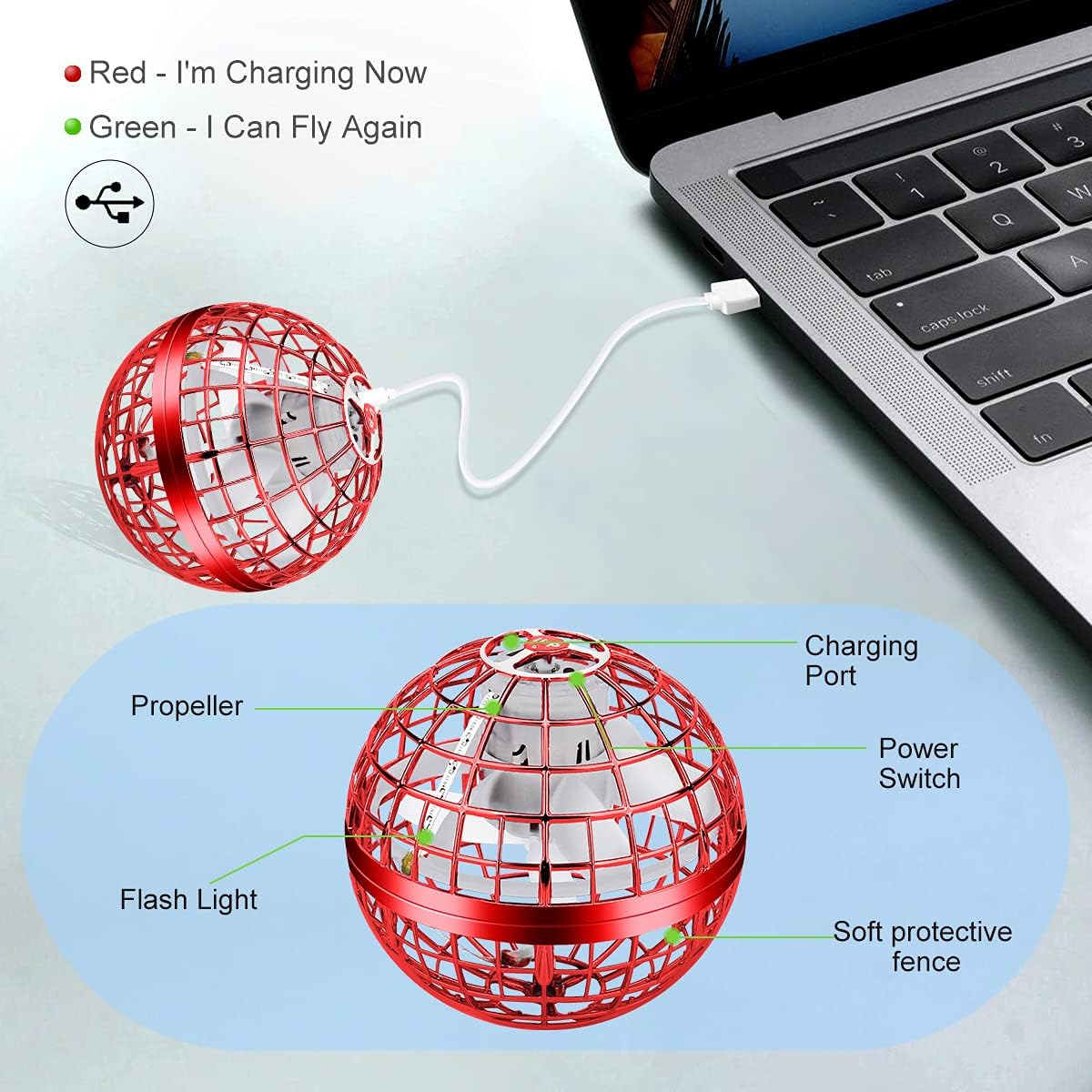 Flying Orb Ball Toy,Boomerang Ball, Hover Hand Mini Drone Cosmic Globe, Fly Spinners for Kids Adults Indoor Outdoor Toys, Cool LED Lights Toys for 6 7 8 9 10+ Years Old Boys Girls Gift