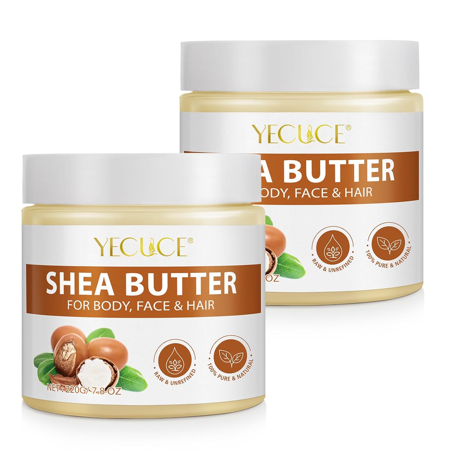 Shea Butter Raw Organic, Shea Butter for Skin and Hair, Unrefined Body Butter for Dry, Cracked Skin, Long Lasting Hydration, Natural Moisturizer 2 Pack