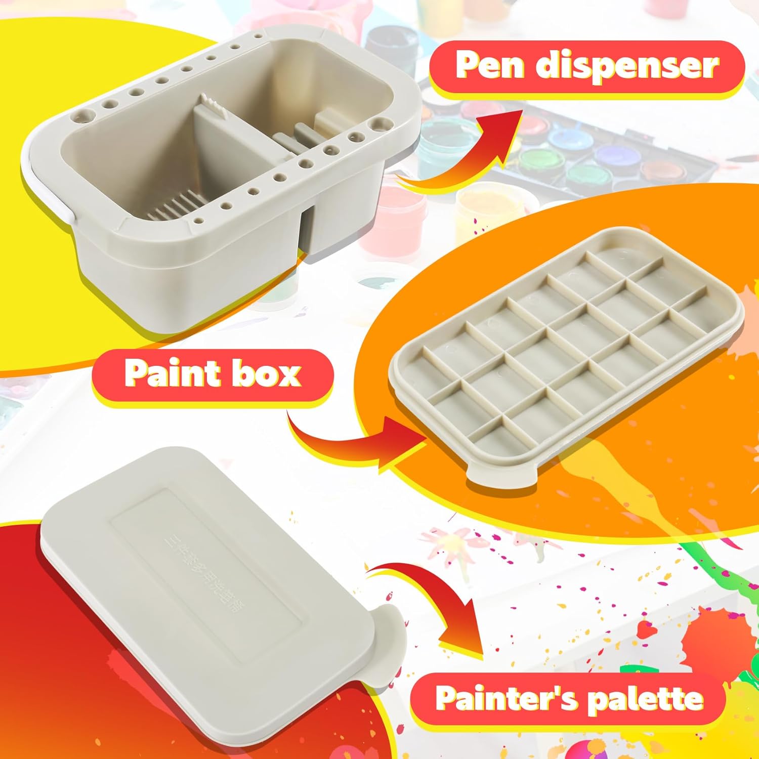 Brush Washing Bucket Multi-Use Paint Brush Basin with Art Palette Brush Holder Brush Washing Tool