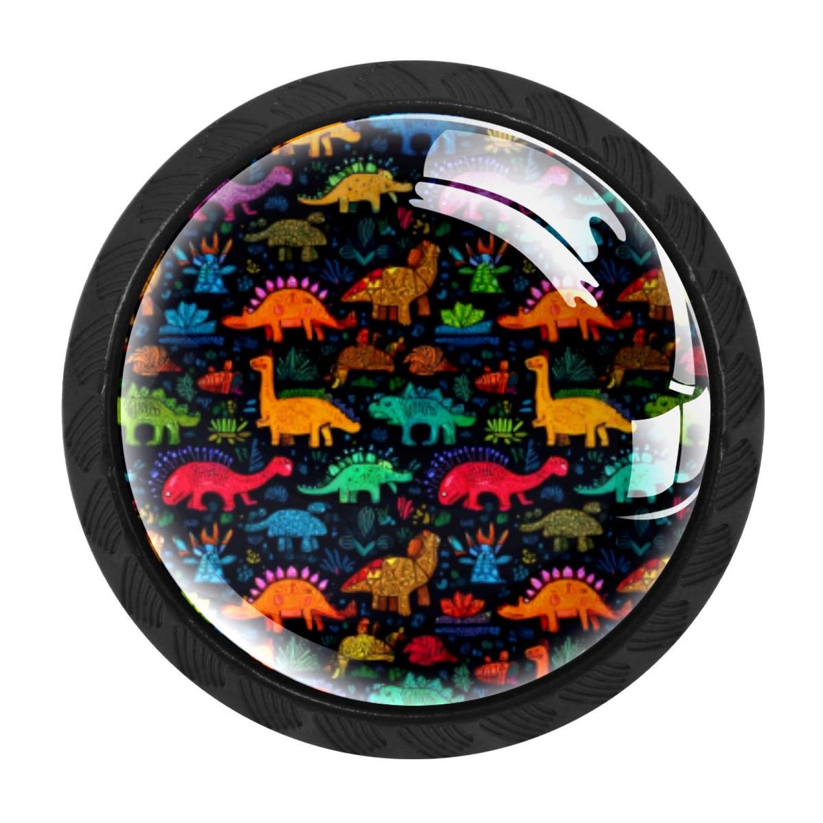 Chenzzzz Multicolored 14 4 Pack Cabinet Pulls Colorful Hand Drawn Dinosaur Pattern (4) Kitchen Drawer Pulls Cabinet Handles