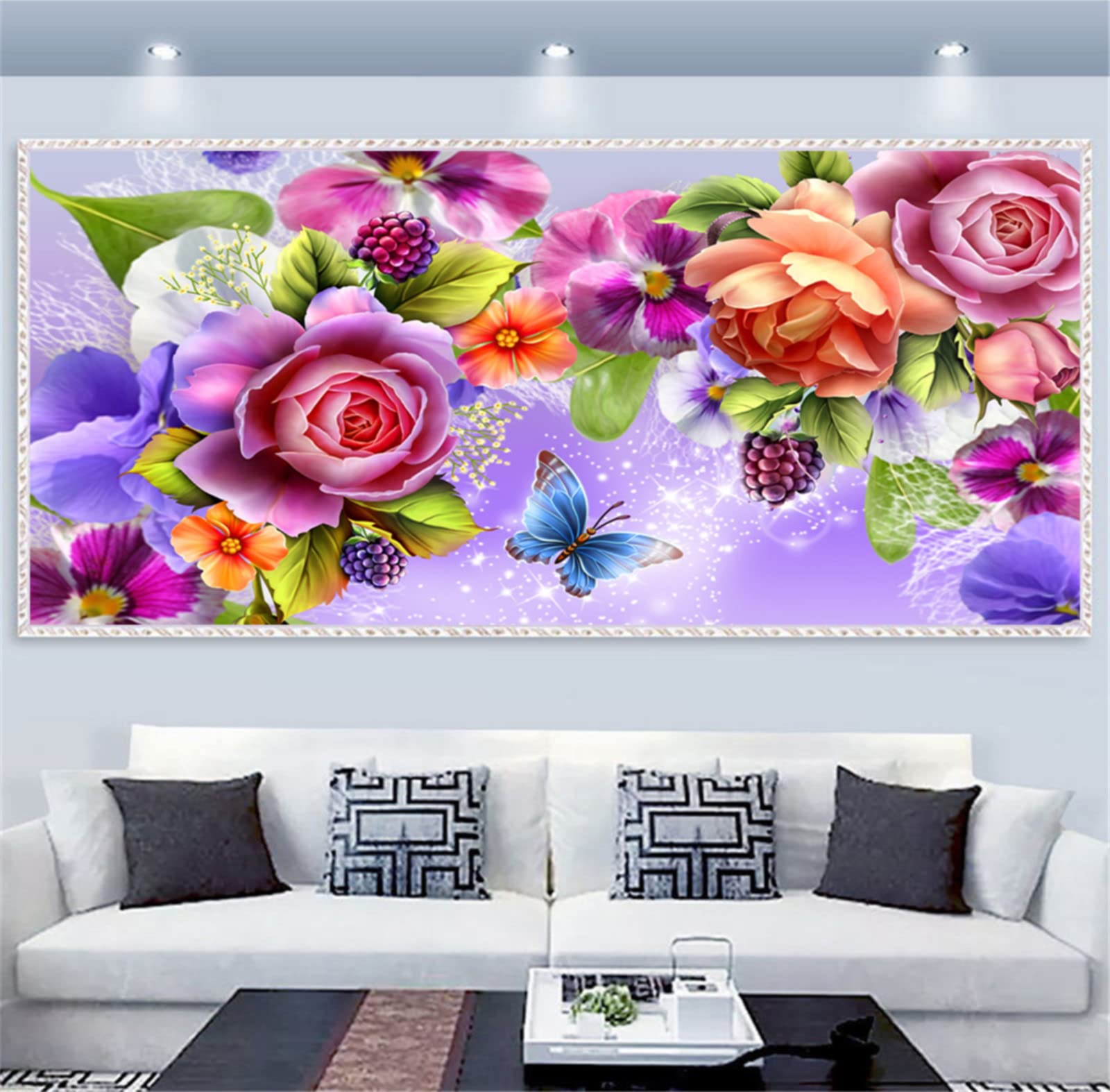 5D Diamond Painting Blumen Diamant Painting Bilder DIY Diamond Painting Groß Full Set für Erwachsene Kinder, Dekorationen für Haus, Wand Und Eingang (120x60cm)