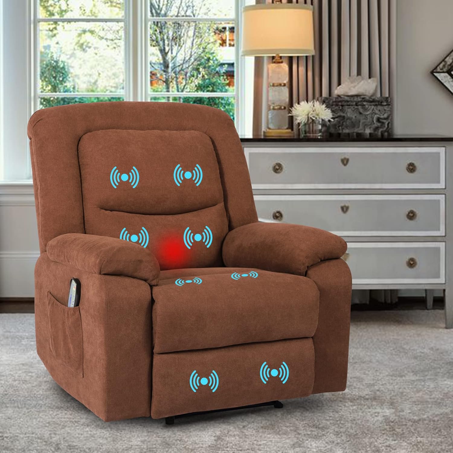 VUYUYU Fabric Electric Recliner Chair, Massage Recliner