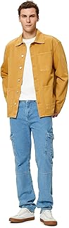 KOTON mens Classic Neck Buttoned Pocket Detail Canvas Jacket