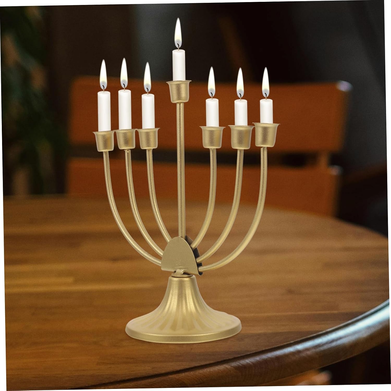 VOSAREA Branch Hanukkah Menorah Candelabra Taper Candles Battery Operated for Table Decor