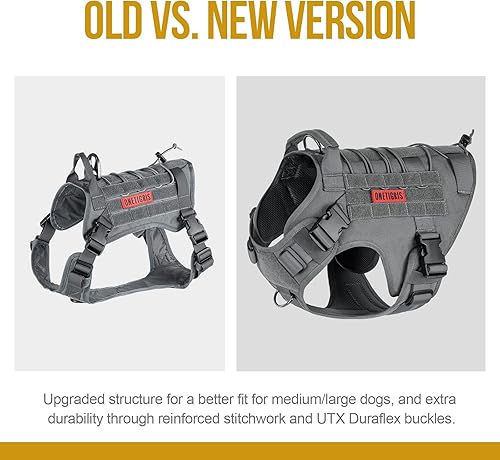 Miniatura 57 de Arnés táctico para perro con asa, arnés militar para perros grandes y medianos, chaleco para perro de servicio sin tirones con paneles de gancho