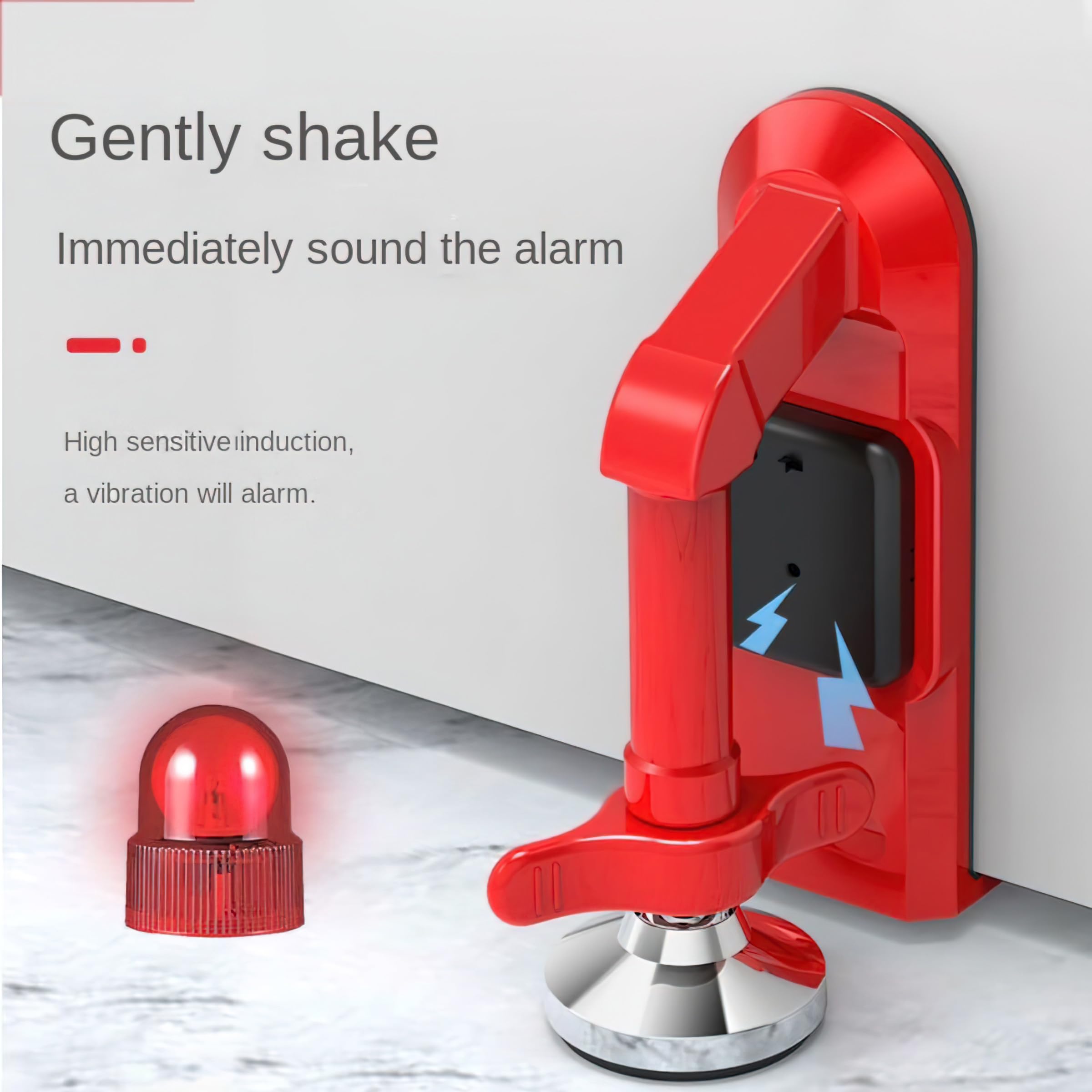 Tope de puerta portátil con alarma para parte inferior de puerta, cuña de alarma de tope de puerta de seguridad para viajes, hogar, casa de apartamentos (alarma)
