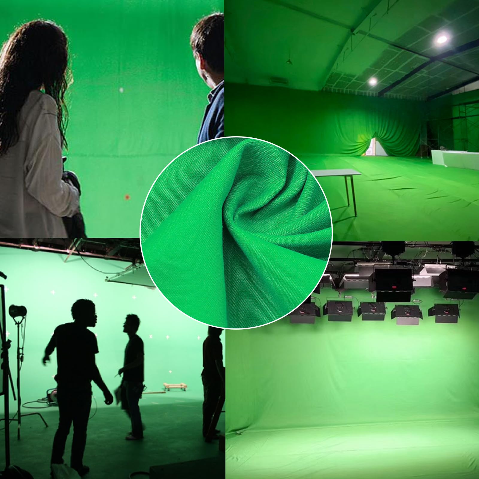 Green Screen con Supporto, Portatile Green Screen 3 x 3 m con Supporto per Sfondo Regolabile da 2,6 x 3 m e 4 Morsetti per Sfondo per Scattare Foto Streaming di Video di Gioco
