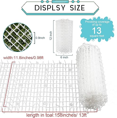 Miniatura 17 de Zopeal Tapete repelente de gatos de 13 pies con 12 estacas para el suelo, 12 bridas con cremallera, tapete disuasorio de picos para mantener al