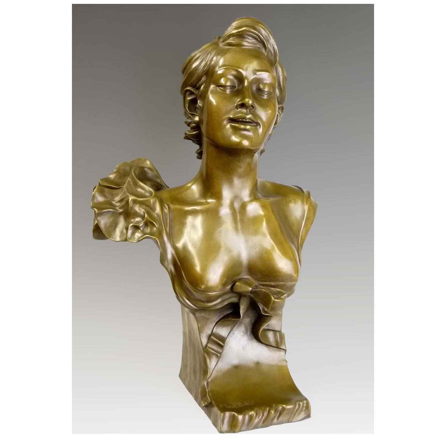 Kunst & Ambiente - Auguste Moreau - Jugendstil Frauen Büste in Bronze - signiert - Deko Figur - Skulpturen - Edel Einrichtung - Statuen online Kaufen - Wohndeko - Innen