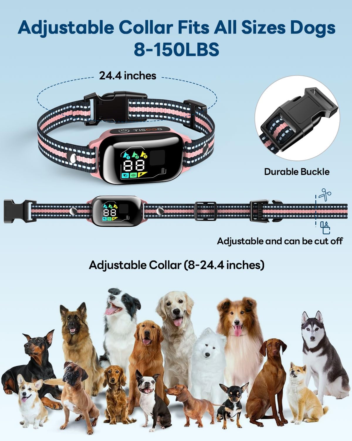 Dog Shock Collar - 3300FT Dog Training Collar with Remote, IPX7 Waterproof Electric Dog Collar with 4 Training Modes, Security Lock, Rechargeable E-Collar for Small Medium Large Dogs (Pink)