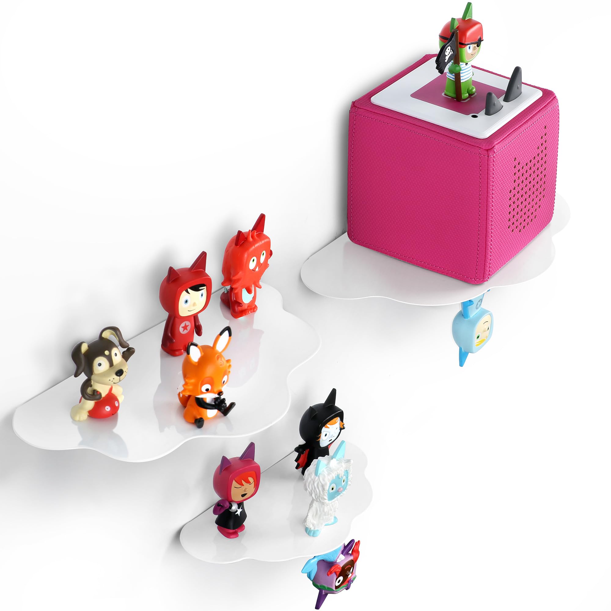 SAELICH 3 × Cloud for TonieBox Storage Organizer Shelf, Magnetic TonieHolder & Tonie Display Stand for TonieBox 1/2, Tonie Storage Rack Holds 60‑70