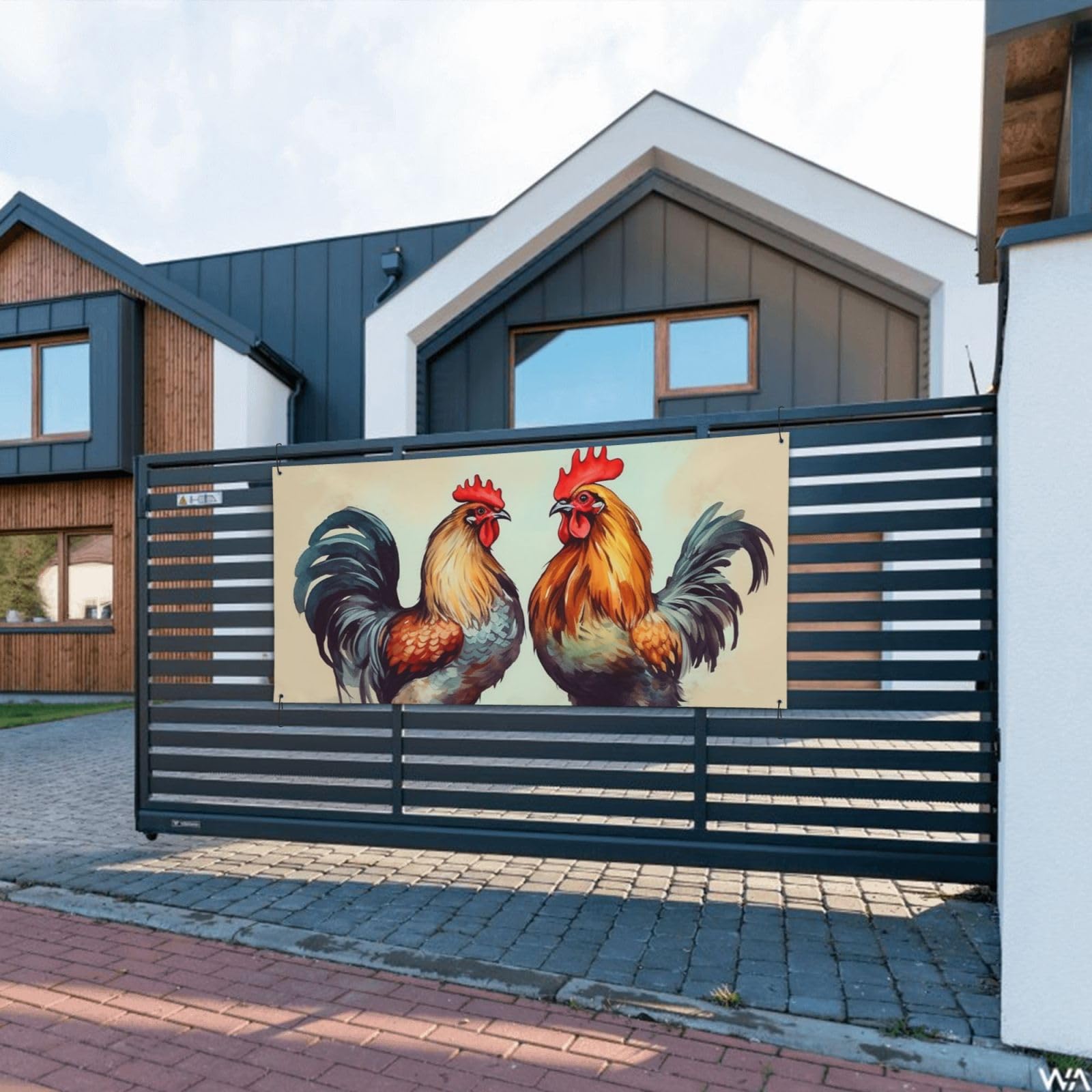 Bannière à Suspendre Imprimée Coq Et Poulet Pour Halloween