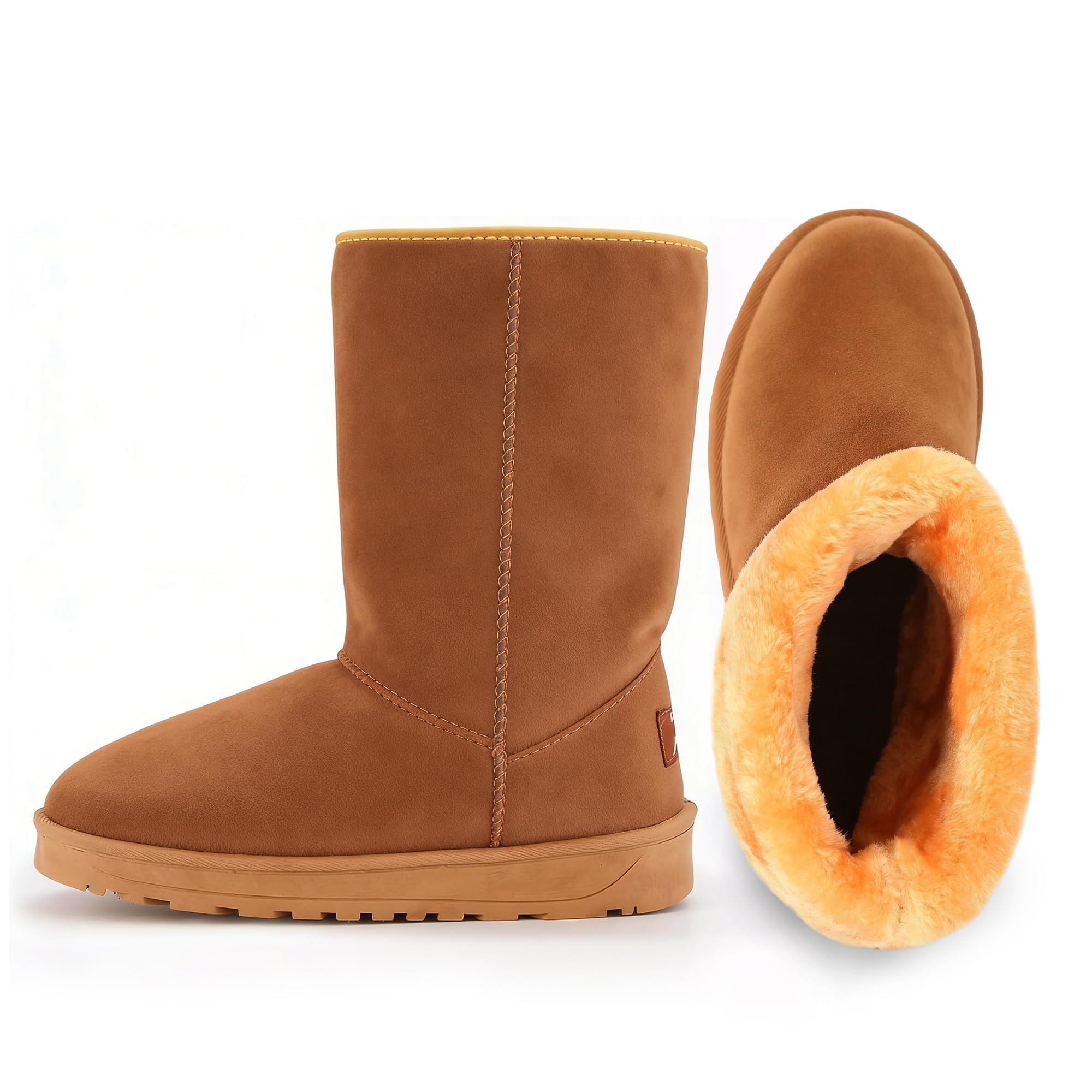 Winter Snow Boots for Women Classic Waterproof Womens Snow Boots with Faux Suede Warm Comfortable Mid-Calf Fur Boot