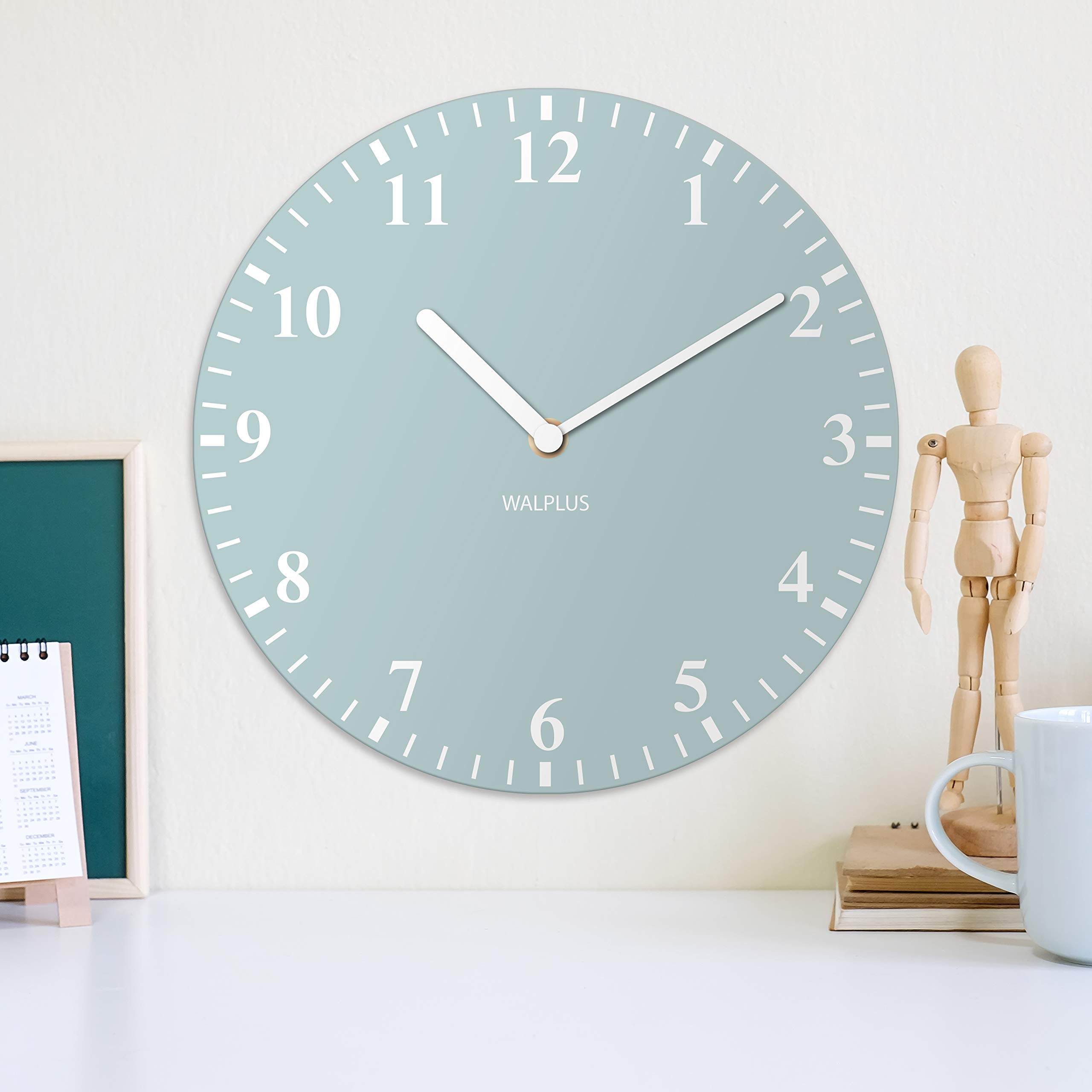 Walplus 30Cm(11.8") Diameter Duck Egg Solid Colour Classic Wall Clock Home Diy Decoration Office Accessories Minimalist Design Bedroom Decor Stylish Living Room Gift Ideas Lightweight