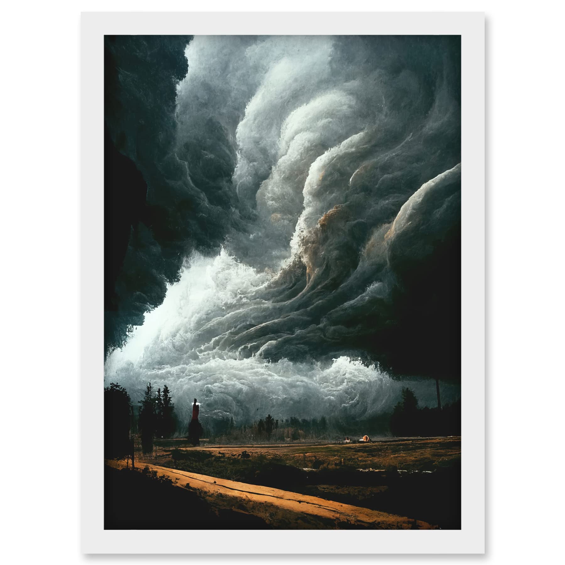 Doppelganger33 LTD The Storm Rolls In Oil Painting Clouds Countryside Artwork Framed A3 Wall Art Print