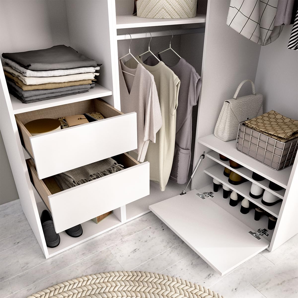 DEKIT Grupo RIMOBEL-Conjunto Armario-VESTIDOR Rincon con Trasera Reversible