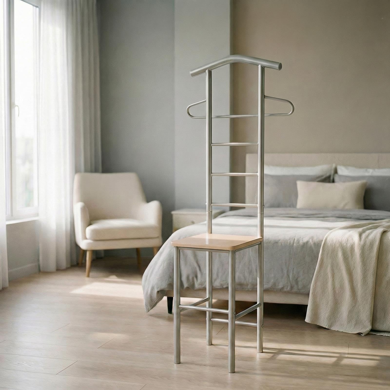 IDIMEX Herrendiener Stummer Diener Kleiderständer JIVO, in Sonoma Eiche,121 cm, Garderobe mit Hosenbügel